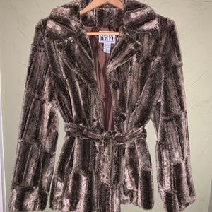 Faux Fur Karen Hart Coat in Brown/Bronze